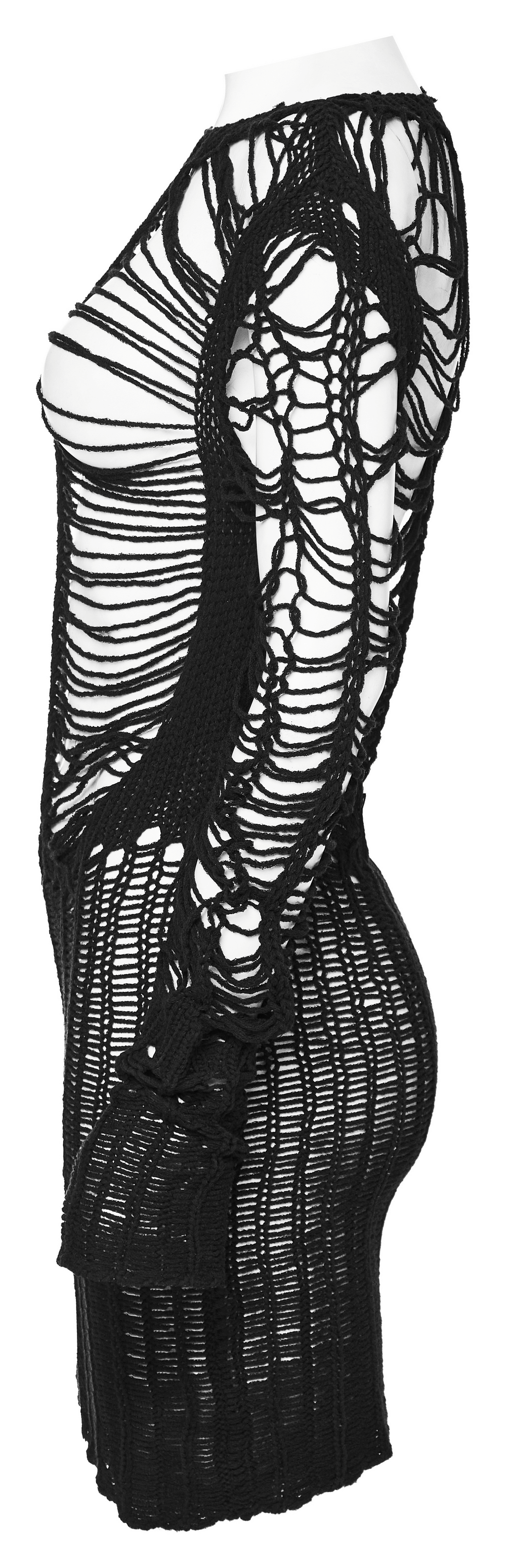 Ripped Black Gothic Punk Long Sleeve Sweater