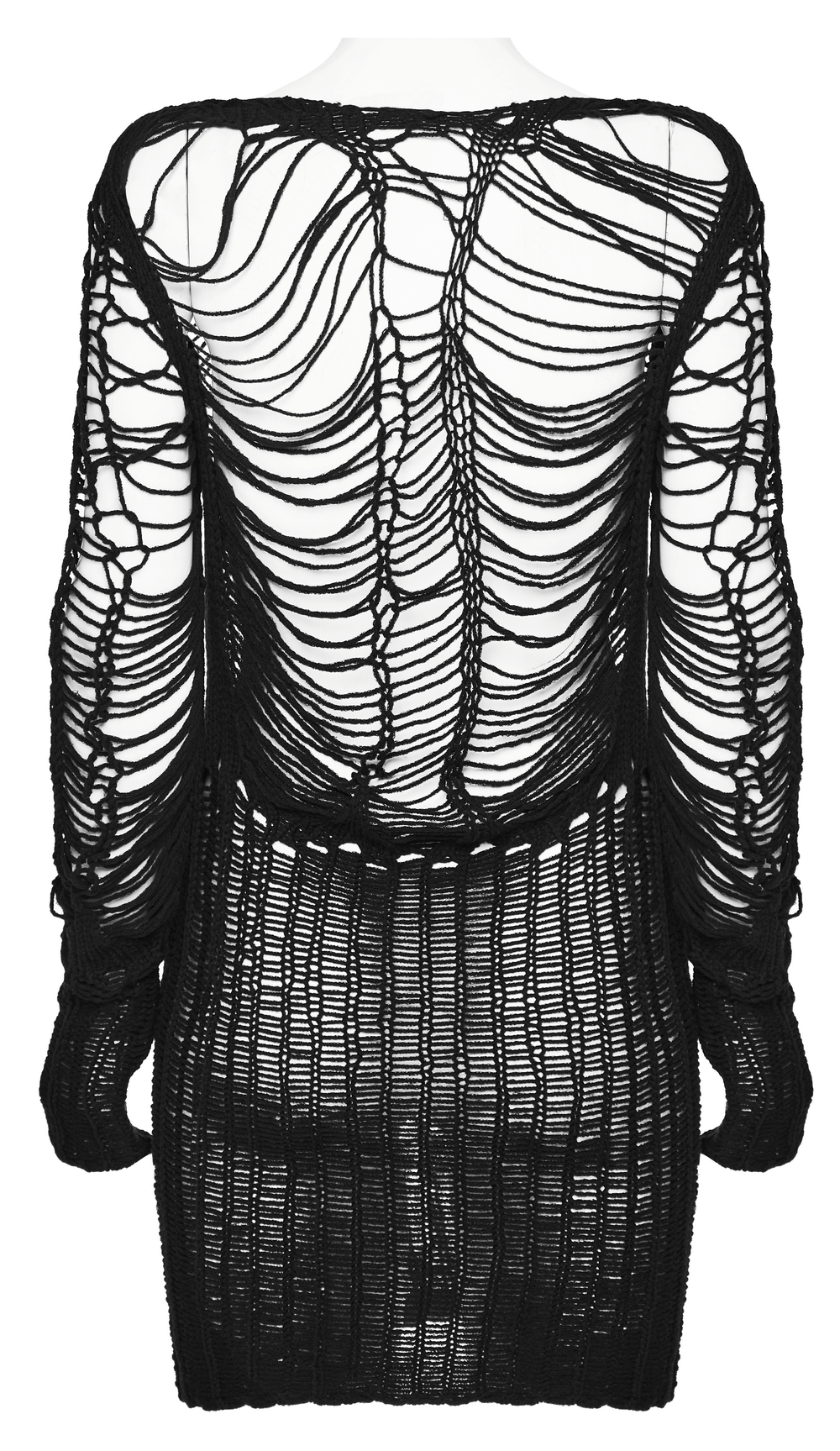 Ripped Black Gothic Punk Long Sleeve Sweater
