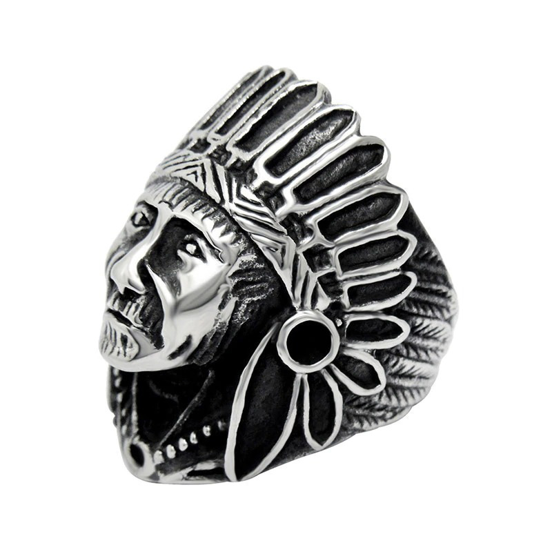 Rock Stainless Steel Ring for Men and Women / Vintage Ring with Indian Chief