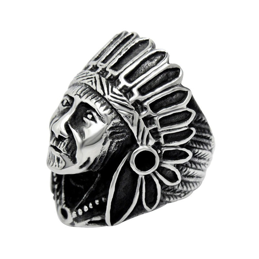 Rock Stainless Steel Ring for Men and Women / Vintage Ring with Indian Chief