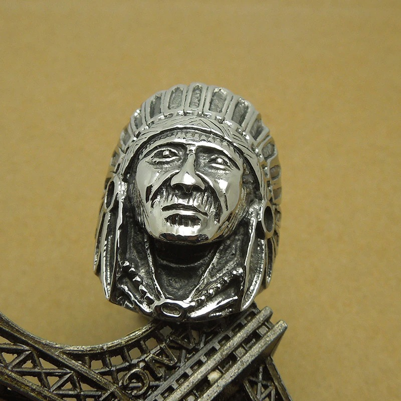 Rock Stainless Steel Ring for Men and Women / Vintage Ring with Indian Chief