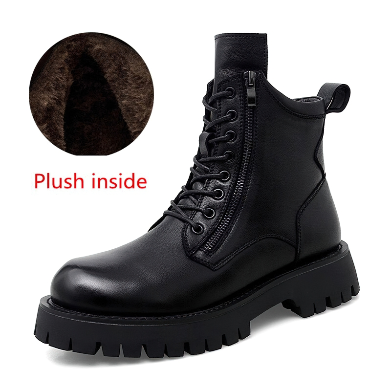 Rock Style Ankle Boots For Men Of Genuine Leather / Casual Male Warm Footwear