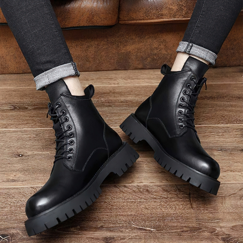 Rock Style Ankle Boots For Men Of Genuine Leather / Casual Male Warm Footwear