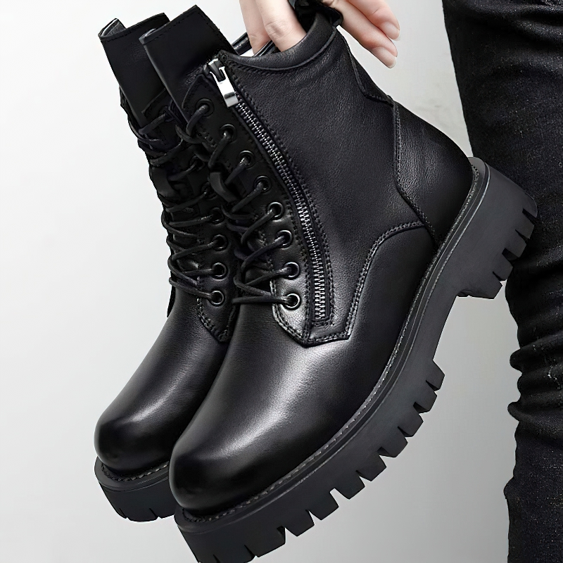 Rock Style Ankle Boots For Men Of Genuine Leather / Casual Male Warm Footwear