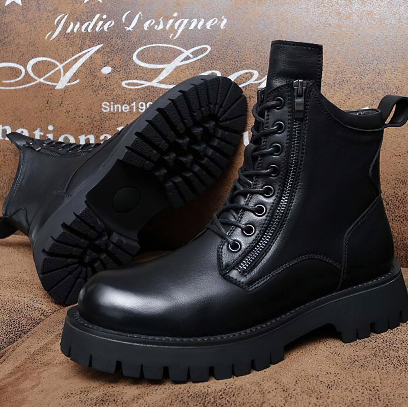 Rock Style Ankle Boots For Men Of Genuine Leather / Casual Male Warm Footwear