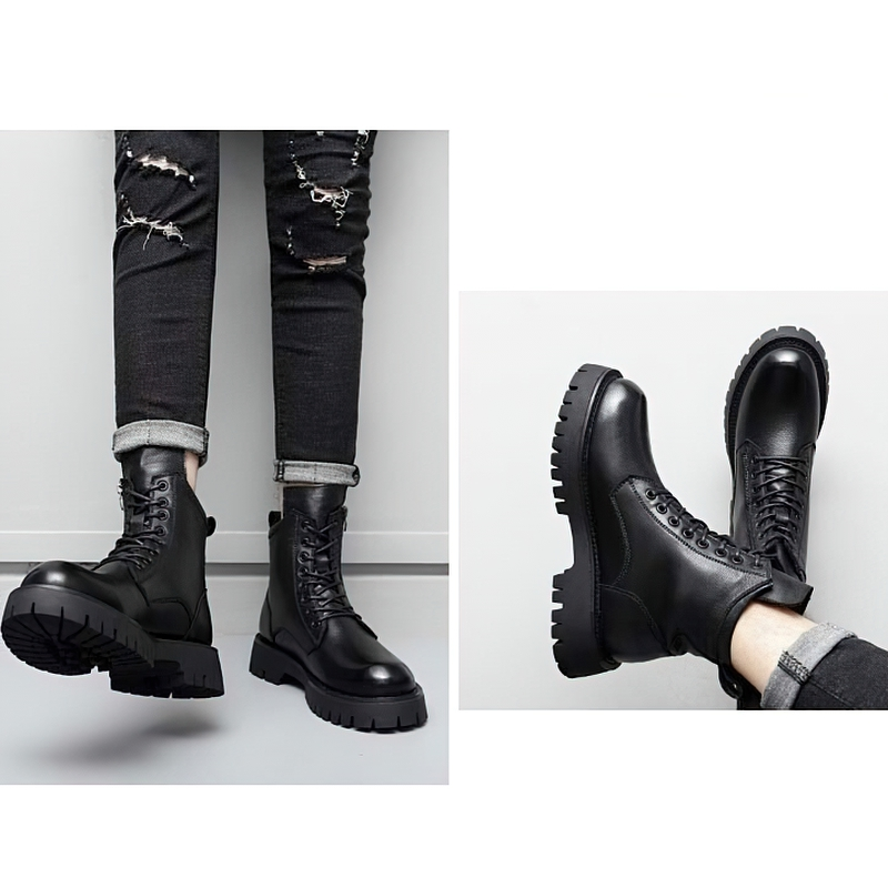 Rock Style Ankle Boots For Men Of Genuine Leather / Casual Male Warm Footwear