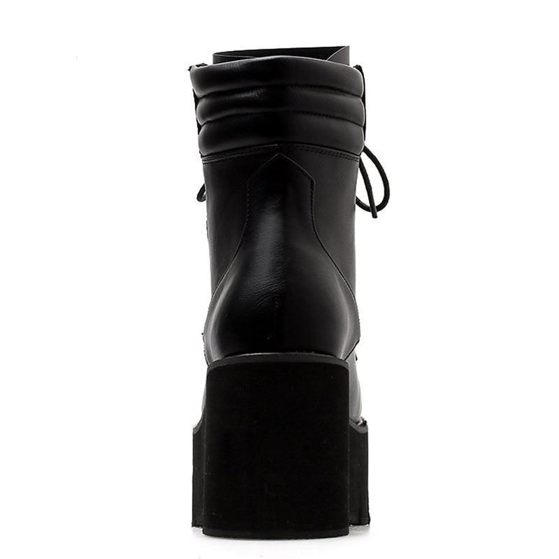 Rock Style Ankle Boots For Women / Chunky Heels Lacing Boots