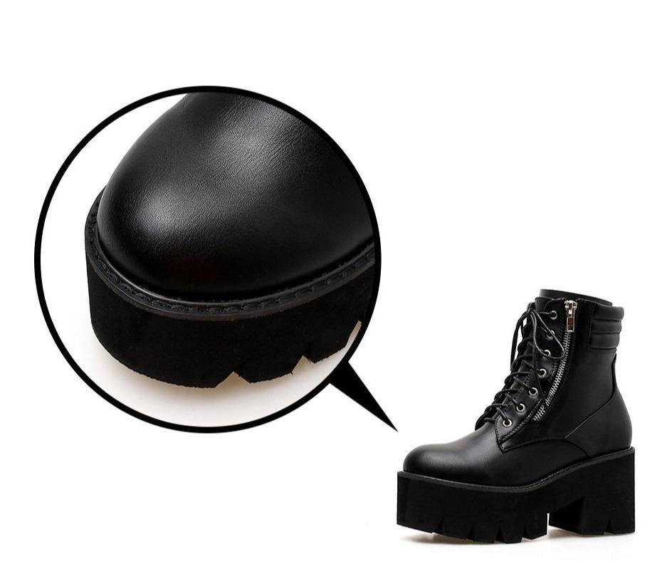 Rock Style Ankle Boots For Women / Chunky Heels Lacing Boots