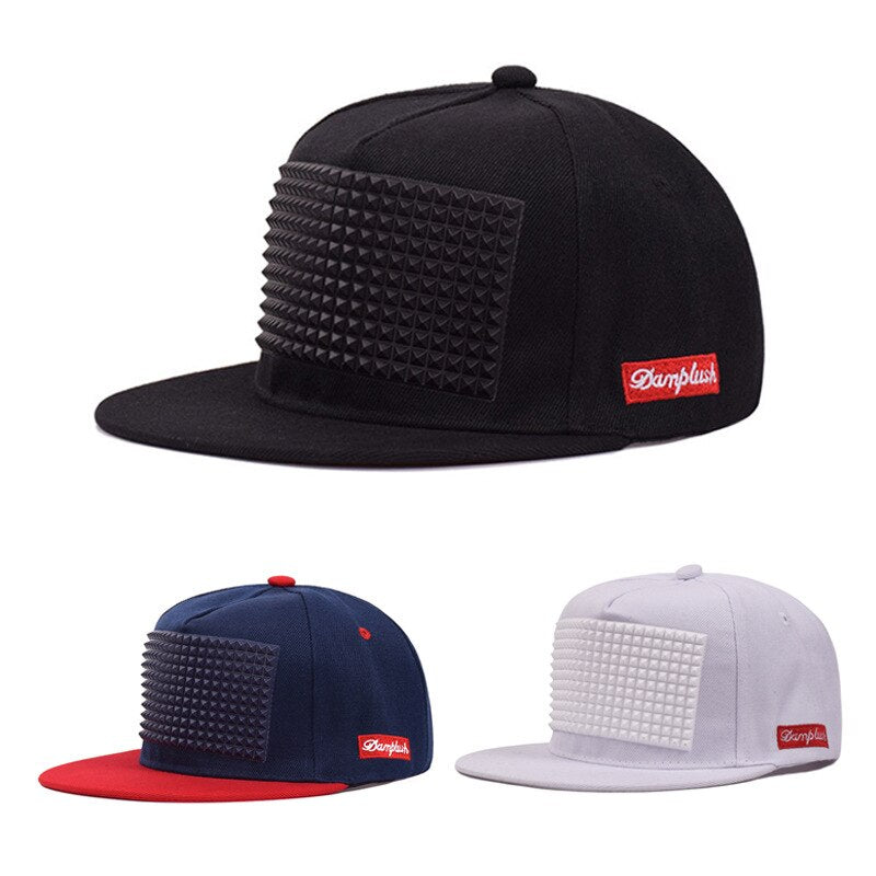 Rock Style Baseball Cap with Plastic Spikes / Flat-brimmed snapback hat for men & women