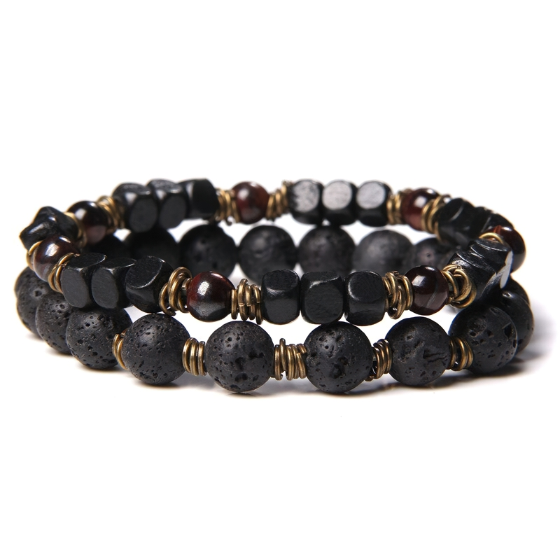Rock Style Beads Stone Bracelet For Women And Men / Unisex Stylish Hand Jewelry