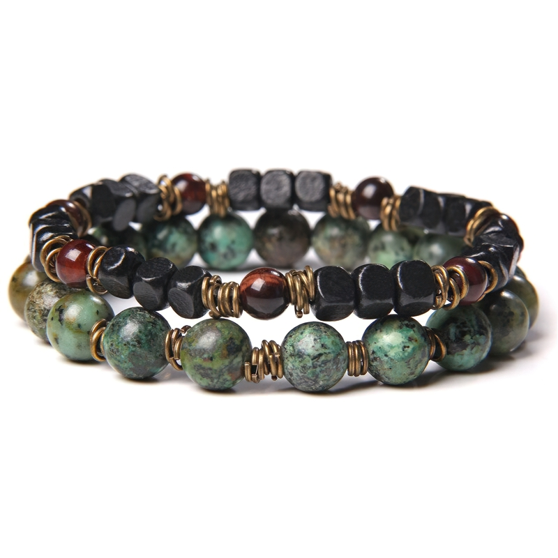 Rock Style Beads Stone Bracelet For Women And Men / Unisex Stylish Hand Jewelry