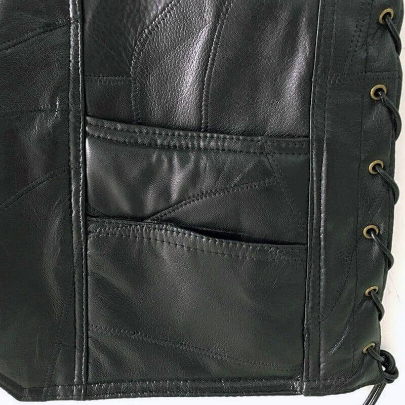 Rock Style Black Leather Vest / Men Sleeveless Jackets / Motorcycle Style Punk Clothing