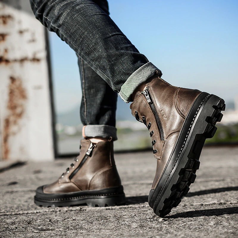 Rock Style Boots For Men / Fashion Ankle Boots / Mens Footwear Of Genuine Leather