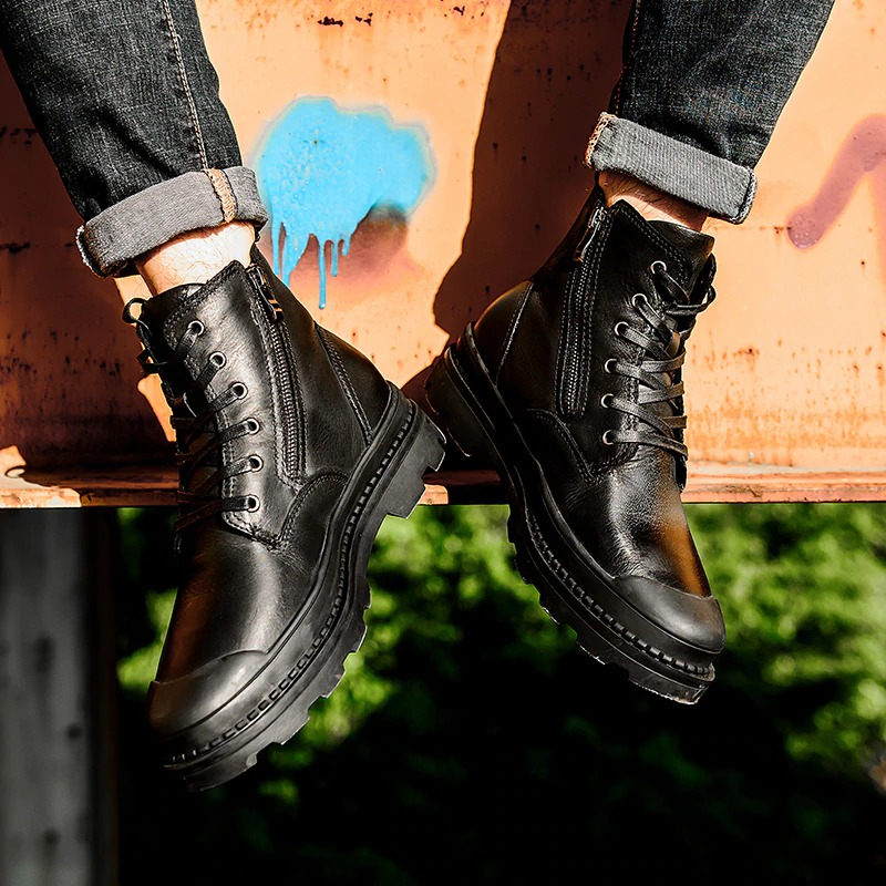 Rock Style Boots For Men / Fashion Ankle Boots / Mens Footwear Of Genuine Leather