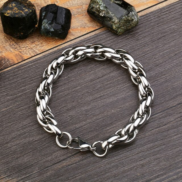 Rock Style Chain Wide Bracelet / Bangle fashion personality stainless steel Jewelry