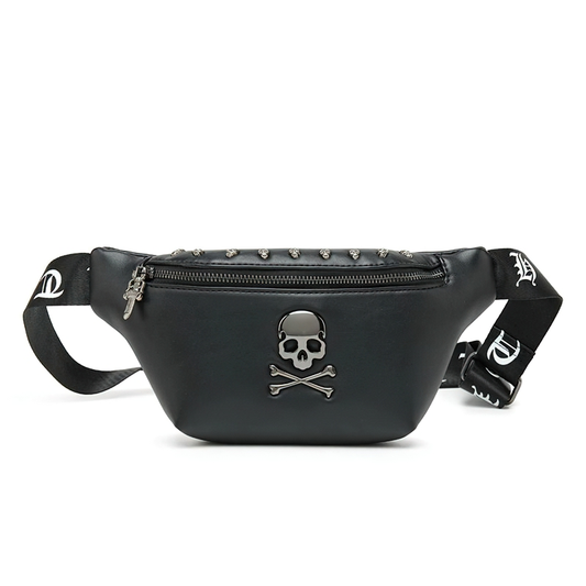 Rock Style Crossbody Bag With Skull And Rivets For Men And Women / Unisex Waist Banana
