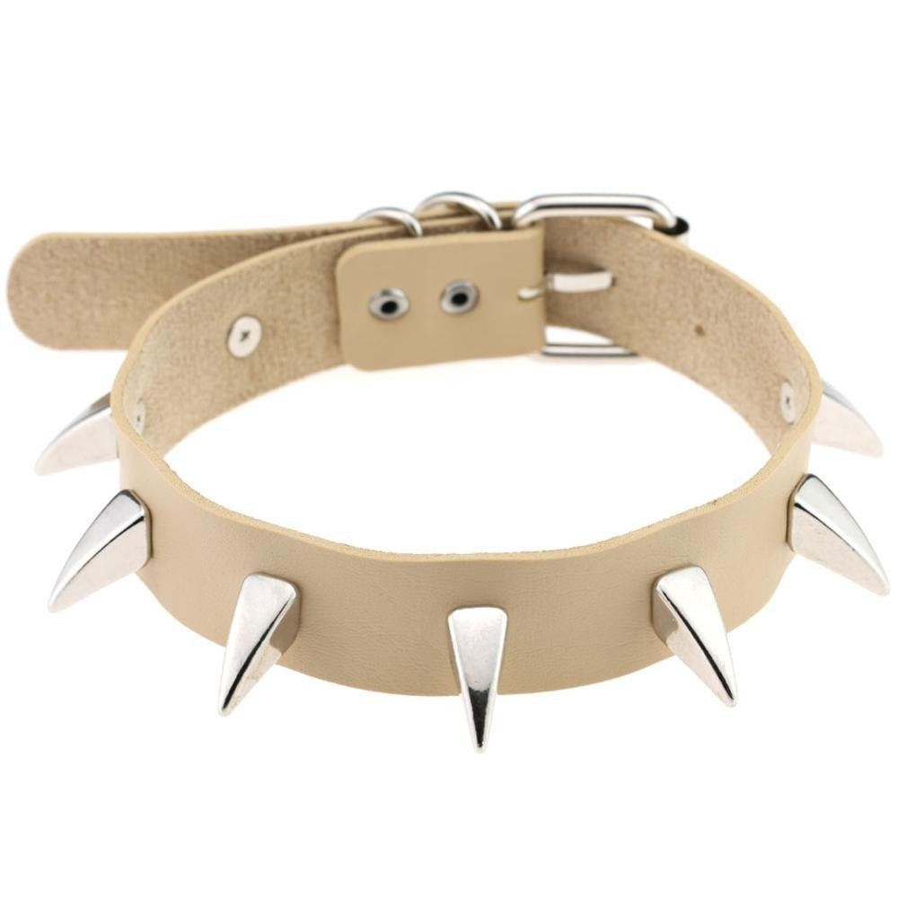 Rock Style Leather Choker Necklace for Men and Women / Rivet Collar Spiked Choker