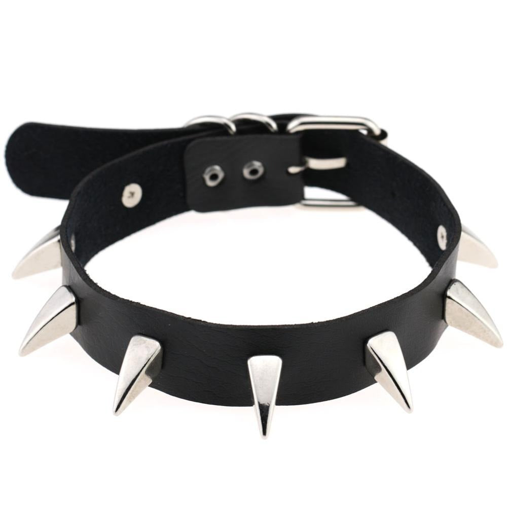 Rock Style Leather Choker Necklace for Men and Women / Rivet Collar Spiked Choker