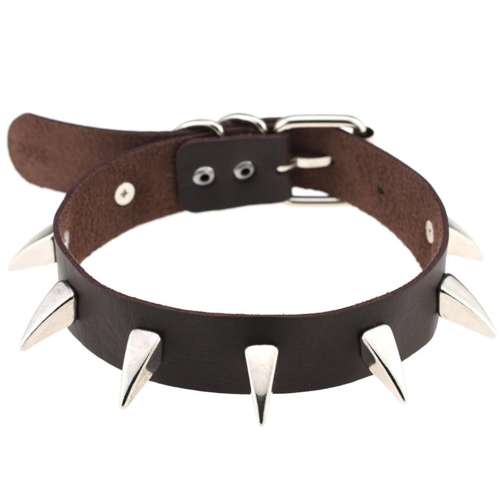 Rock Style Leather Choker Necklace for Men and Women / Rivet Collar Spiked Choker