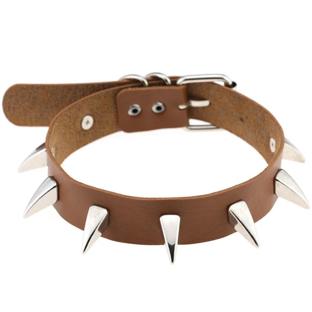 Rock Style Leather Choker Necklace for Men and Women / Rivet Collar Spiked Choker
