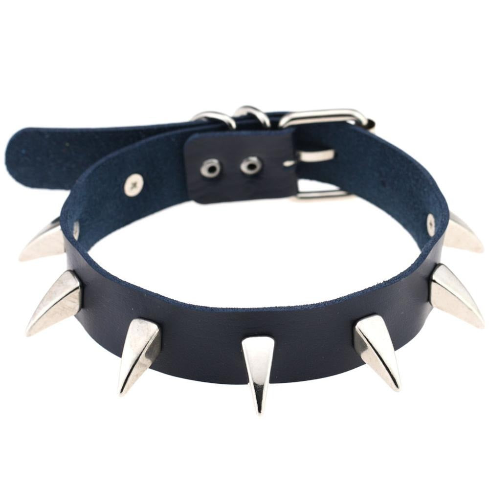Rock Style Leather Choker Necklace for Men and Women / Rivet Collar Spiked Choker