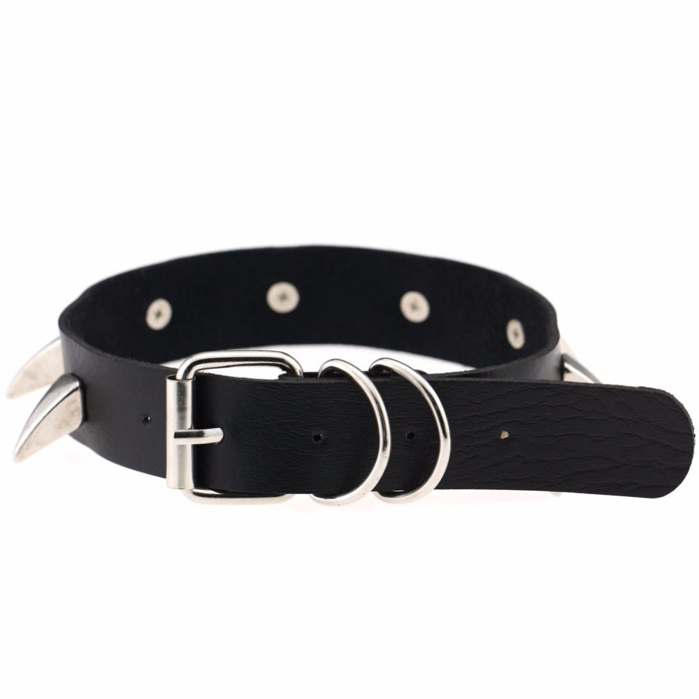 Rock Style Leather Choker Necklace for Men and Women / Rivet Collar Spiked Choker