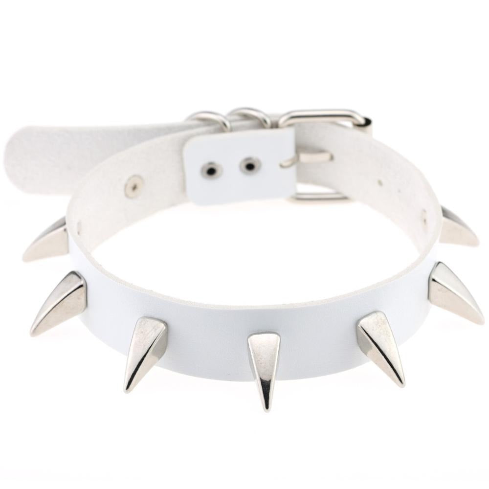 Rock Style Leather Choker Necklace for Men and Women / Rivet Collar Spiked Choker
