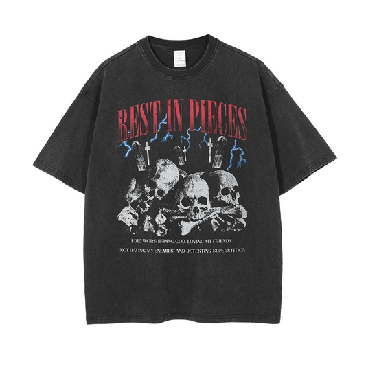 Rock Style Letter Skull Printed Oversize T Shirt / Fashion Casual Tee Shirts for Men and Women