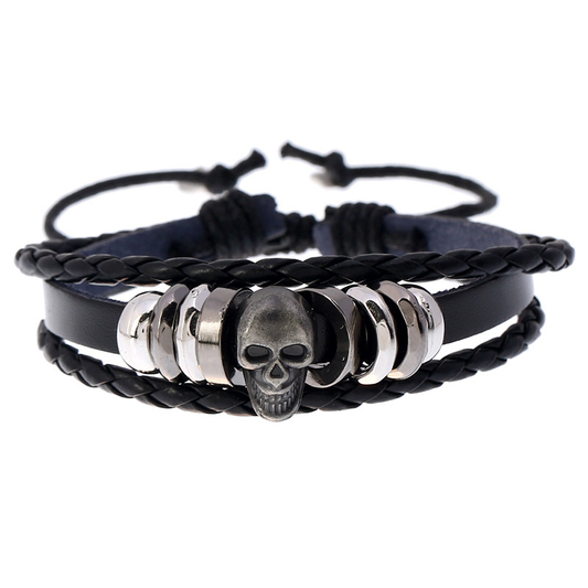 Rock Style Manual Weave Bracelet for Men and Women / Creative Multi-layer Leather Skull Bracelet