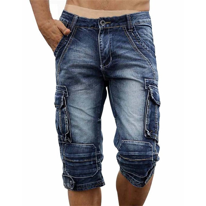 CLEARANCE / Rock Style Men cargo shorts / Washed denim / Alternative fashion clothing