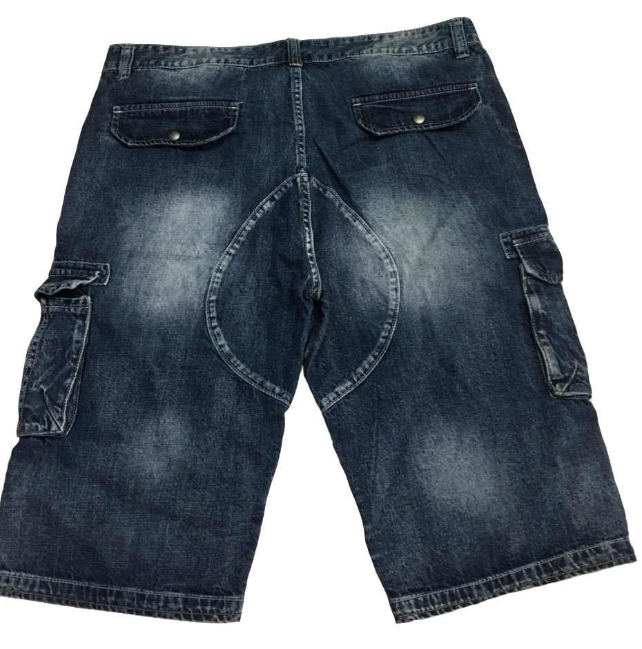 CLEARANCE / Rock Style Men cargo shorts / Washed denim / Alternative fashion clothing
