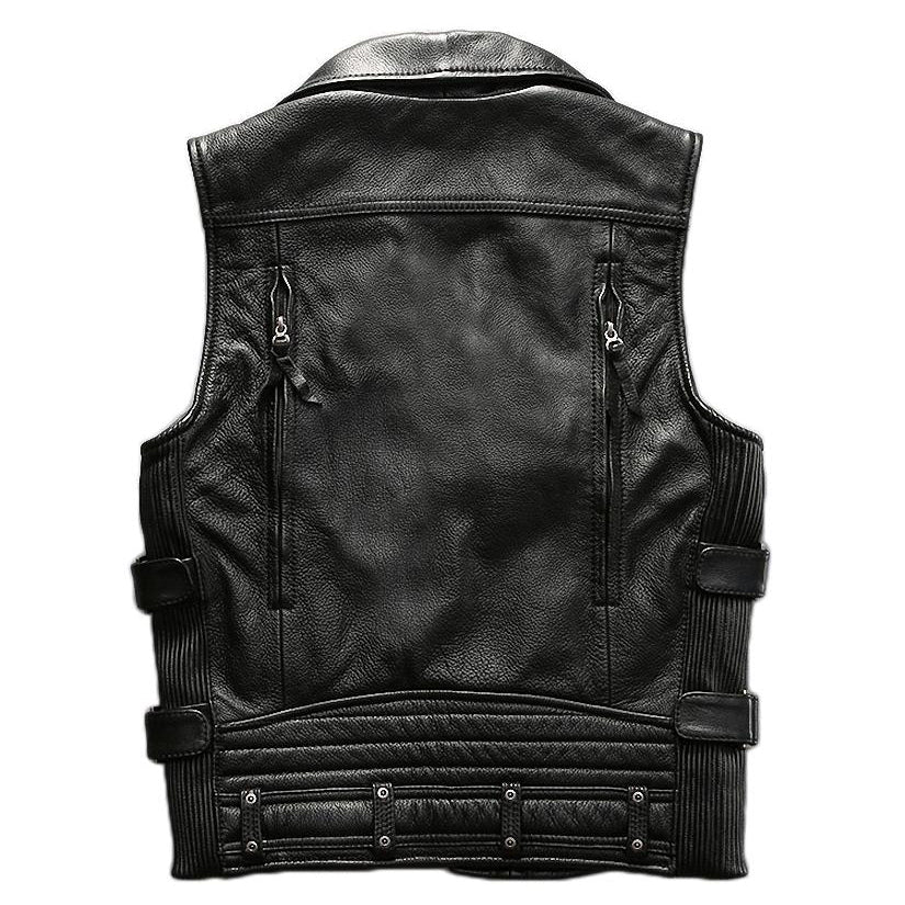 CLEARANCE / Rock Style Men Cowhide Vest / Biker Vest - US