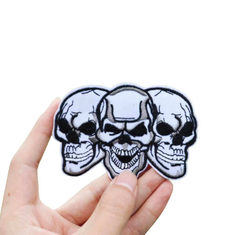 Rock Style Patch For Clothing Of Three Gothic Skull / Alternative Fashion Accessory