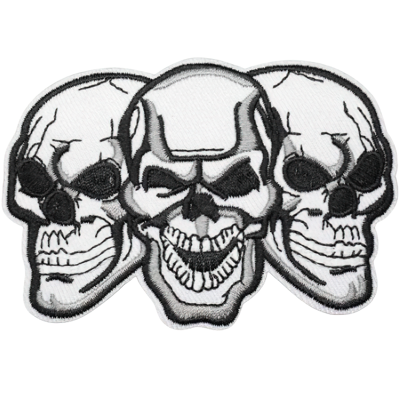 Rock Style Patch For Clothing Of Three Gothic Skull / Alternative Fashion Accessory