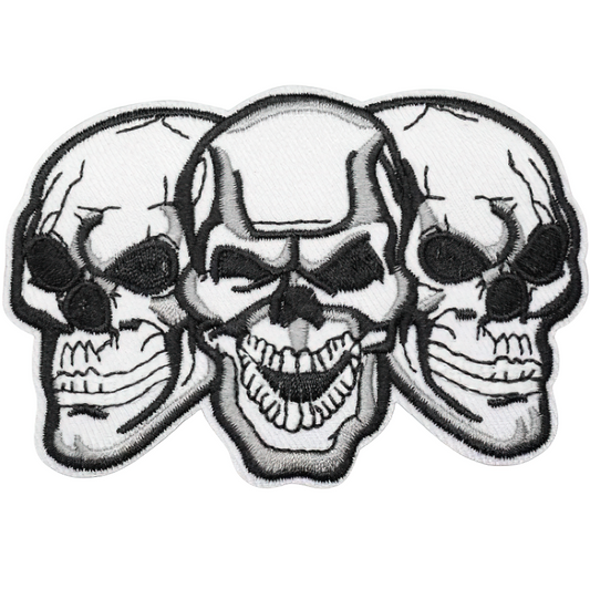 Rock Style Patch For Clothing Of Three Gothic Skull / Alternative Fashion Accessory