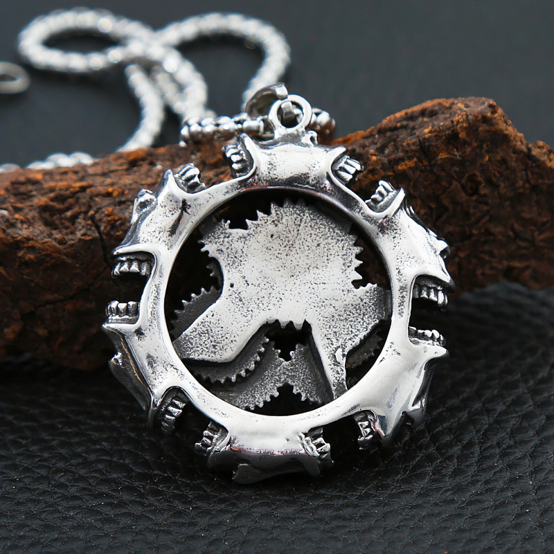 Rock Style Pendant Of Mechanical Skull / Unisex Necklace Gothic Stainless Steel Jewelry