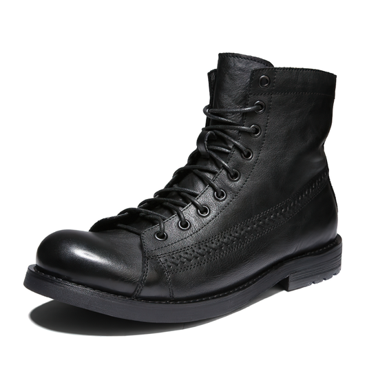 Rock Style PU Leather Men's Boots / Aesthetic Shoes For Men / Vintage Lace-up Ankle Boots