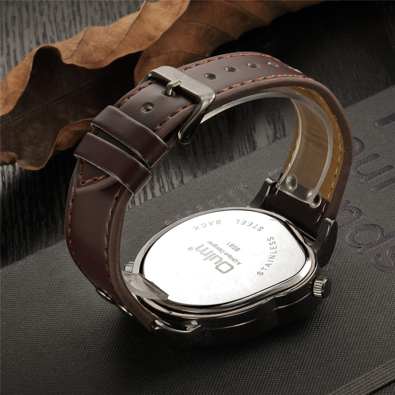 Rock Style Quartz Dual PU Leather Watch / Casual Stainless Steel Watches For Men