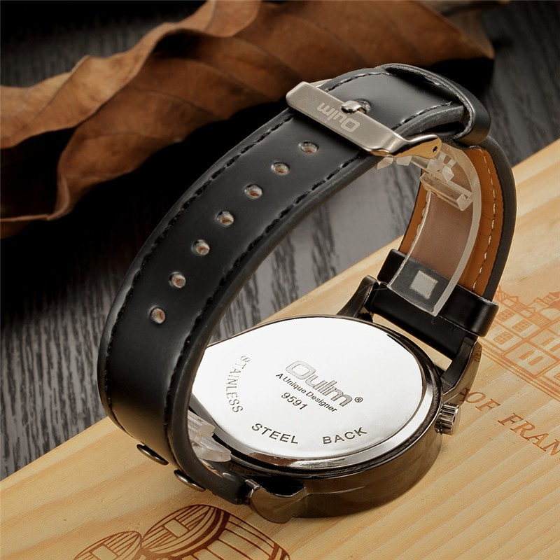 Rock Style Quartz Dual PU Leather Watch / Casual Stainless Steel Watches For Men