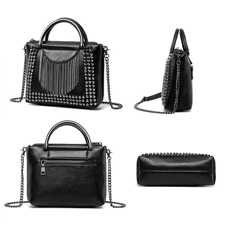 Rock Style Rivet Crossbody Bags For Women / Female Alternative Fashion week Chain Messenger