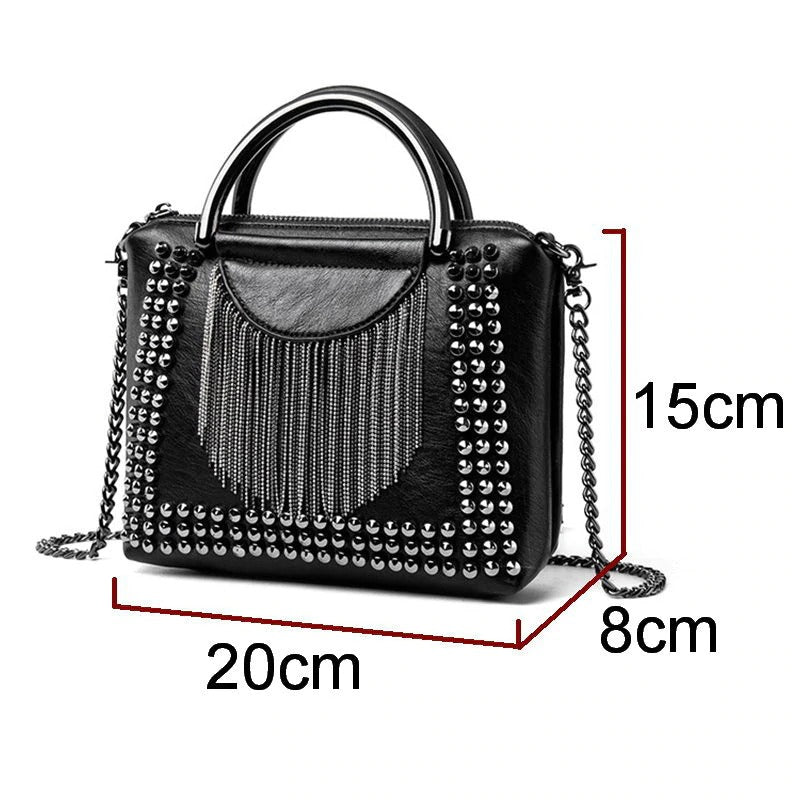 Rock Style Rivet Crossbody Bags For Women / Female Alternative Fashion week Chain Messenger