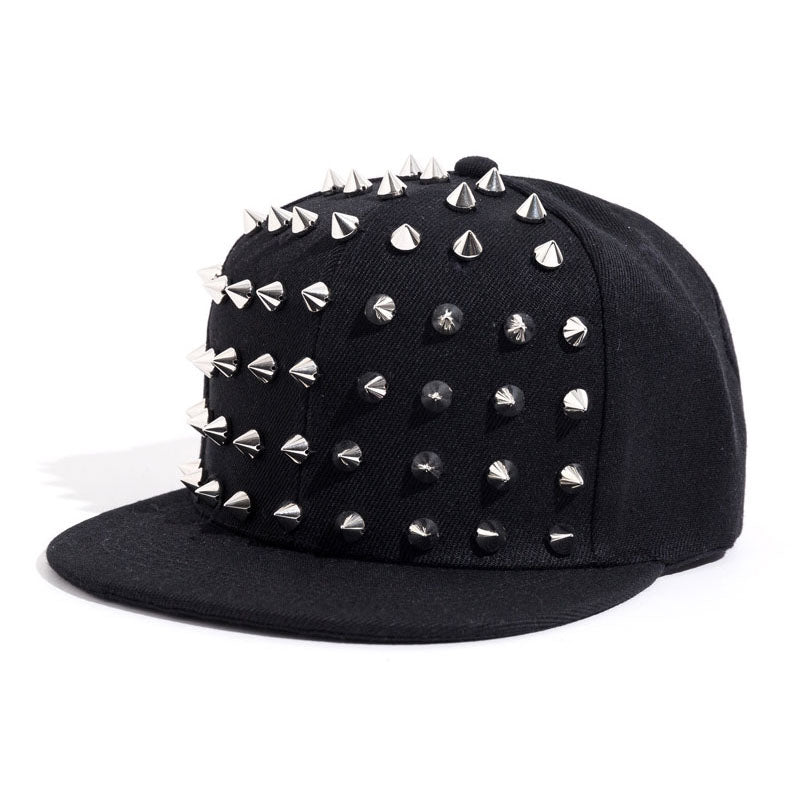 Rock Style Snapback with Spikes / Studded Spiky Punk Hat / Rivets Baseball Cap
