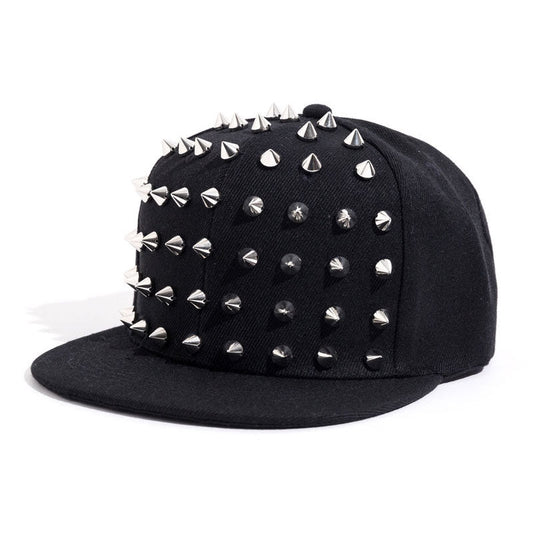 Rock Style Snapback with Spikes / Studded Spiky Punk Hat / Rivets Baseball Cap