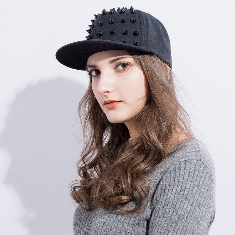 Rock Style Snapback with Spikes / Studded Spiky Punk Hat / Rivets Baseball Cap