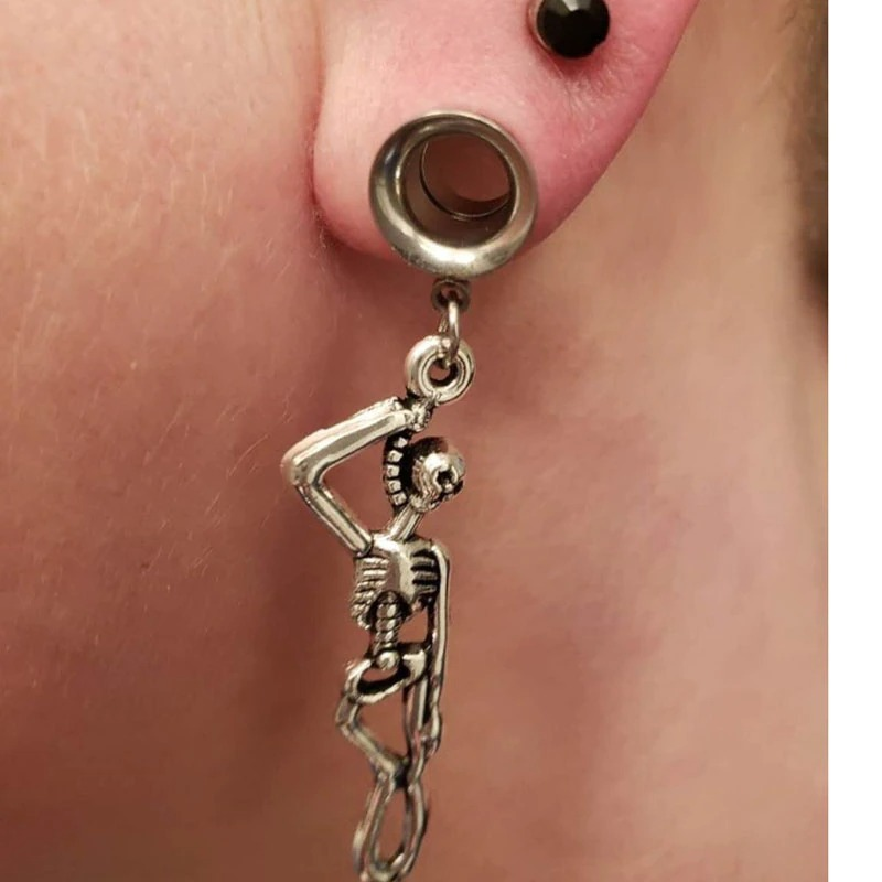 Rock Style Stainless Steel Skulls Tunnels / Vintage Unisex Skeletons Jewellery