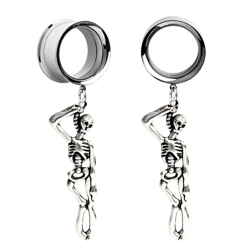 Rock Style Stainless Steel Skulls Tunnels / Vintage Unisex Skeletons Jewellery