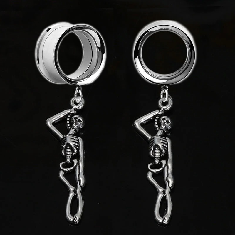Rock Style Stainless Steel Skulls Tunnels / Vintage Unisex Skeletons Jewellery