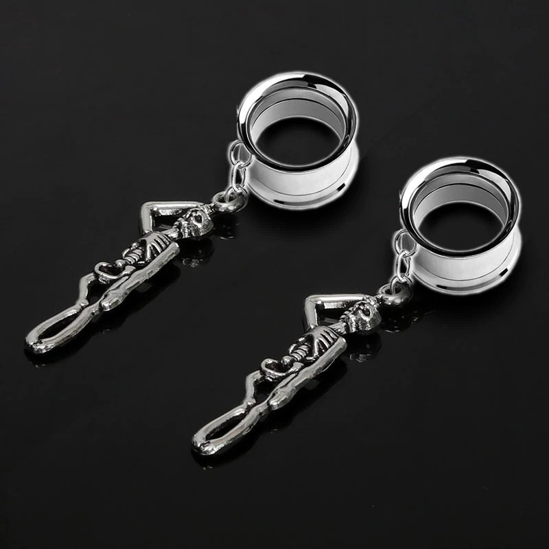 Rock Style Stainless Steel Skulls Tunnels / Vintage Unisex Skeletons Jewellery