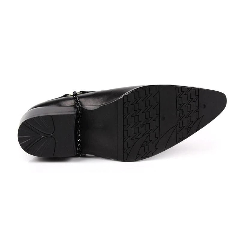 Rocker Chick Buckle Solid Shoes / High Heels Men's Boots / Thick Pointed Toe Ankle Boots