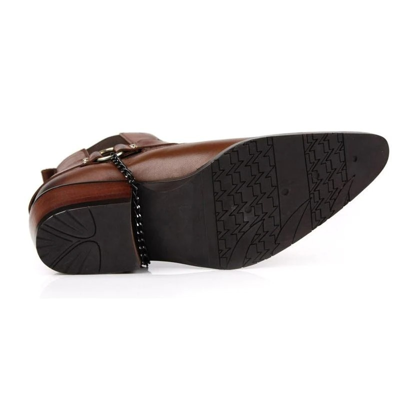 Rocker Chick Buckle Solid Shoes / High Heels Men's Boots / Thick Pointed Toe Ankle Boots